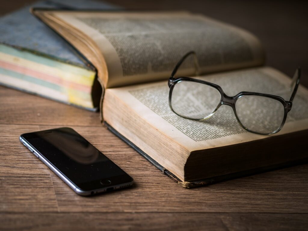 reading glasses on a book